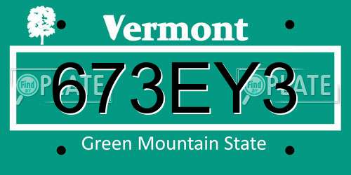 673EY3 Vermont License Plate
