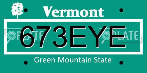 673EYE Vermont License Plate