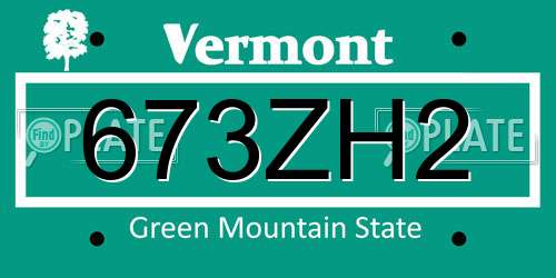 673ZH2 Vermont License Plate