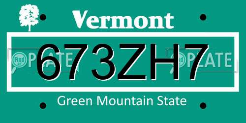 673ZH7 Vermont License Plate