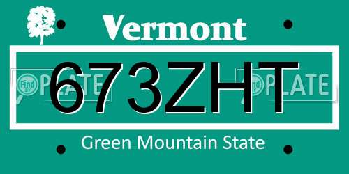 673ZHT Vermont License Plate