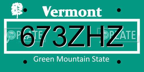 673ZHZ Vermont License Plate