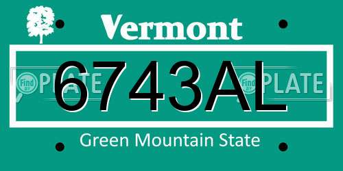6743AL Vermont License Plate