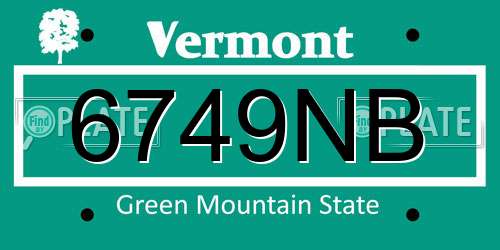 6749NB Vermont License Plate