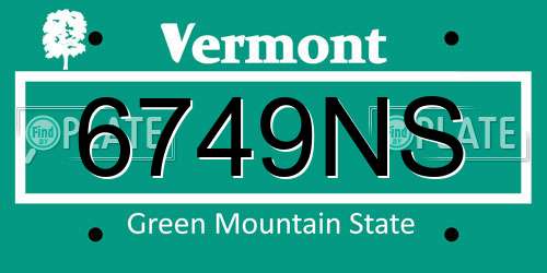 6749NS Vermont License Plate
