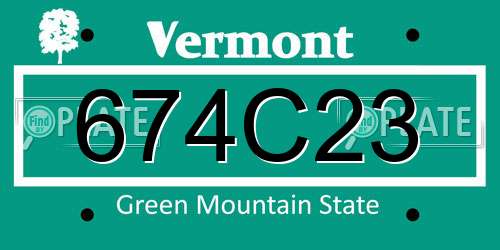 674C23 Vermont License Plate
