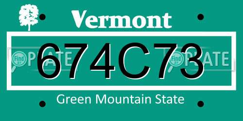 674C73 Vermont License Plate