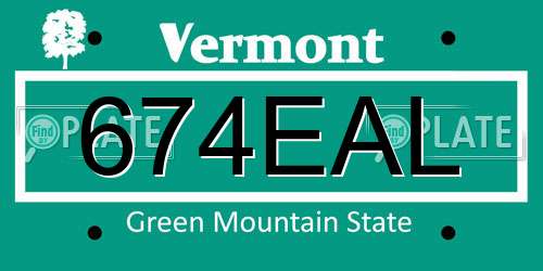 674EAL Vermont License Plate