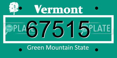 67515 Vermont License Plate