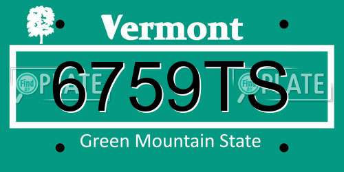 6759TS Vermont License Plate