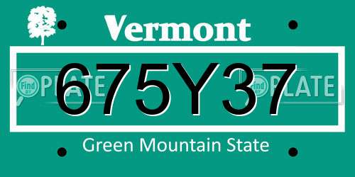 675Y37 Vermont License Plate