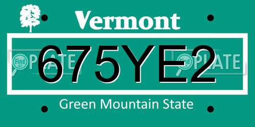 675YE2 Vermont License Plate