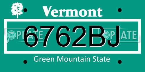 6762BJ Vermont License Plate