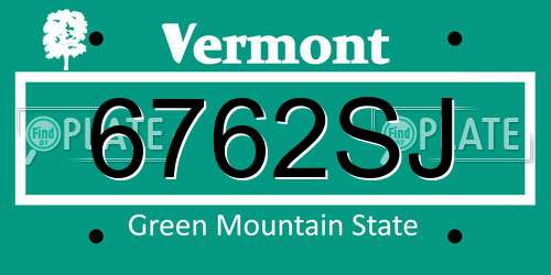 6762SJ Vermont License Plate