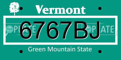 6767BJ Vermont License Plate