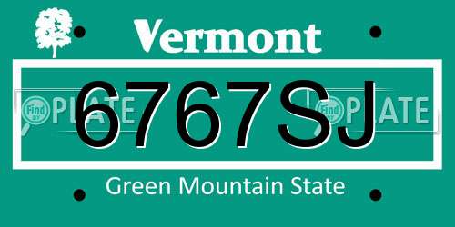 6767SJ Vermont License Plate