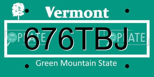 676TBJ Vermont License Plate