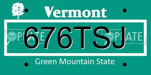 676TSJ Vermont License Plate