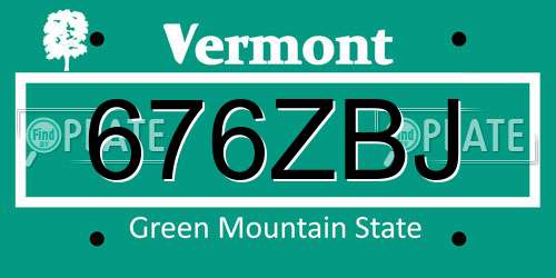 676ZBJ Vermont License Plate