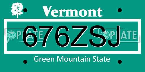 676ZSJ Vermont License Plate