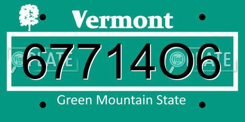 67714O6 Vermont License Plate