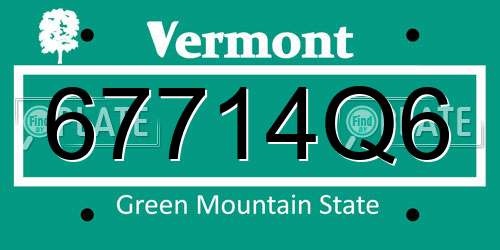 67714Q6 Vermont License Plate
