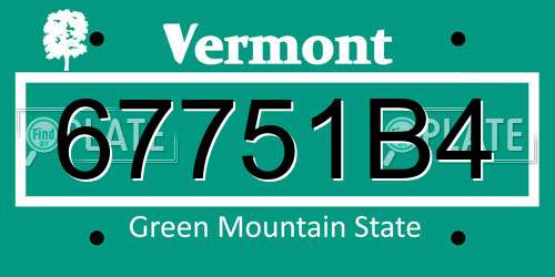 67751B4 Vermont License Plate