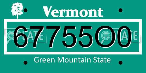 67755O0 Vermont License Plate