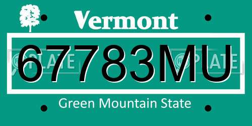 67783MU Vermont License Plate