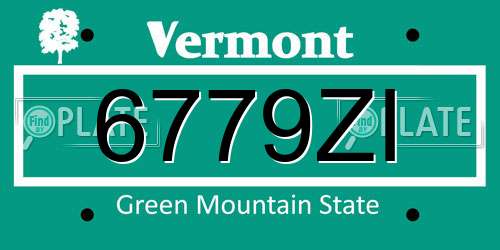 6779ZI Vermont License Plate