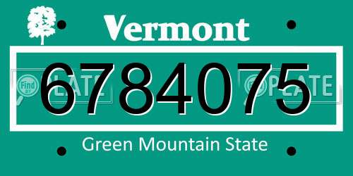 6784075 Vermont License Plate