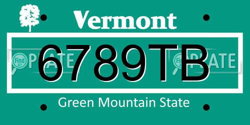6789TB Vermont License Plate