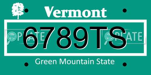 6789TS Vermont License Plate