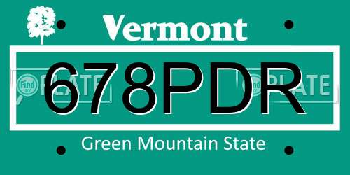 678PDR Vermont License Plate