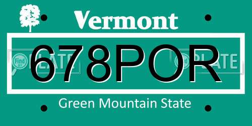 678POR Vermont License Plate