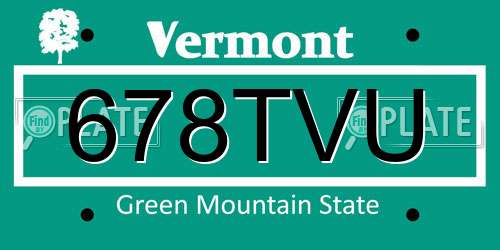 678TVU Vermont License Plate