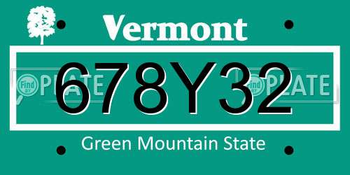 678Y32 Vermont License Plate