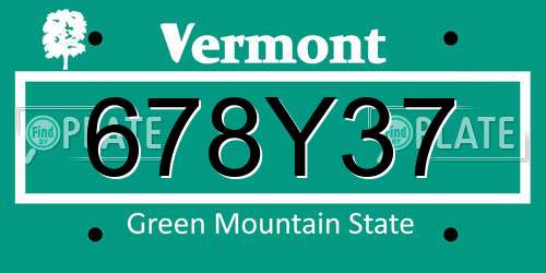 678Y37 Vermont License Plate