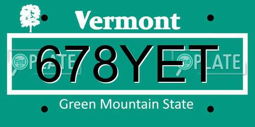 678YET Vermont License Plate