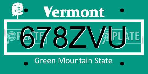 678ZVU Vermont License Plate