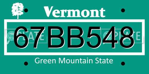 67BB548 Vermont License Plate