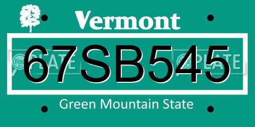 67SB545 Vermont License Plate
