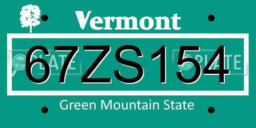 67ZS154 Vermont License Plate