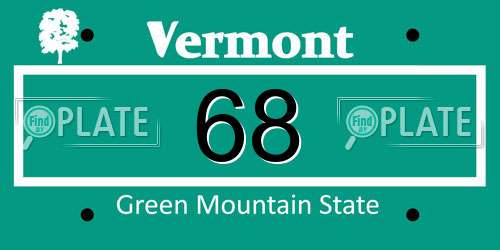68 Vermont License Plate