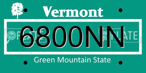 6800NN Vermont License Plate