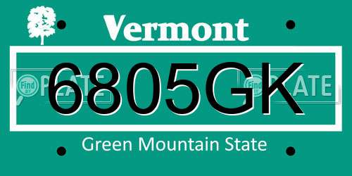6805GK Vermont License Plate
