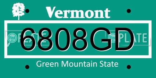 6808GD Vermont License Plate