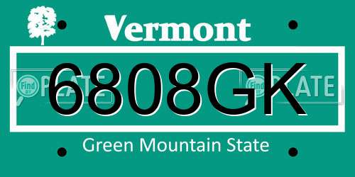 6808GK Vermont License Plate