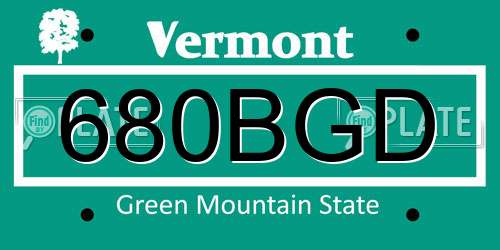 680BGD Vermont License Plate