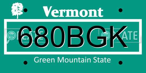 680BGK Vermont License Plate
